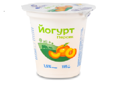 Йогурт стак. 115гр Персик 1,5% ТМ "Молочар"